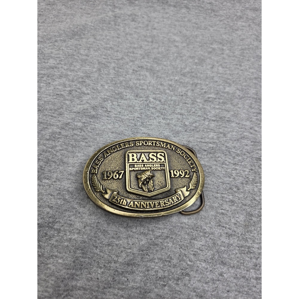 1992 Bass Anglers Society 25th Anniversary Brass Belt Buckle